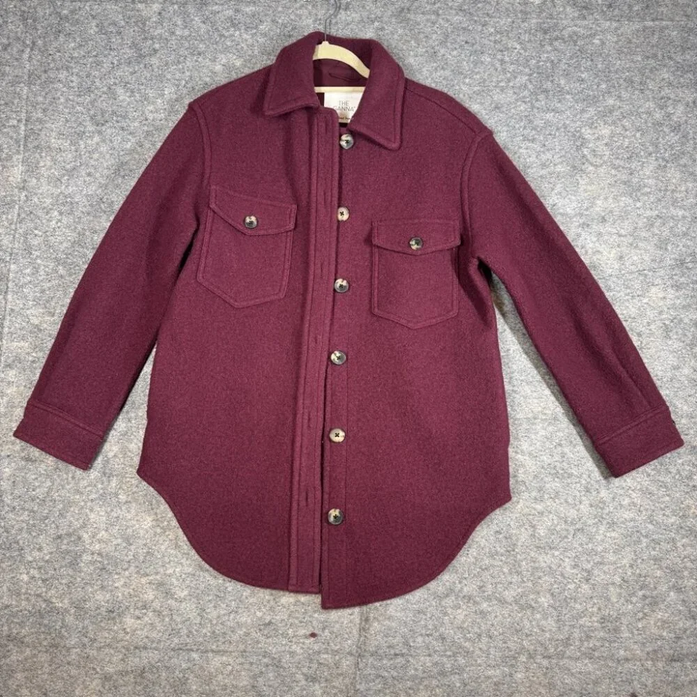 Wilfred Free The Ganna Burgundy Merino Wool Shirt Jacket XS Cozy Shacket